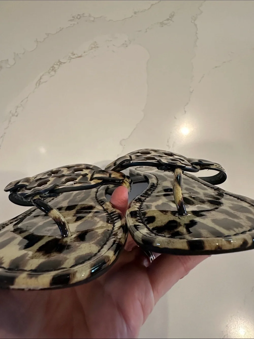 Tory Burch Miller Patent Leopard Print Sandals Size 9 1/2